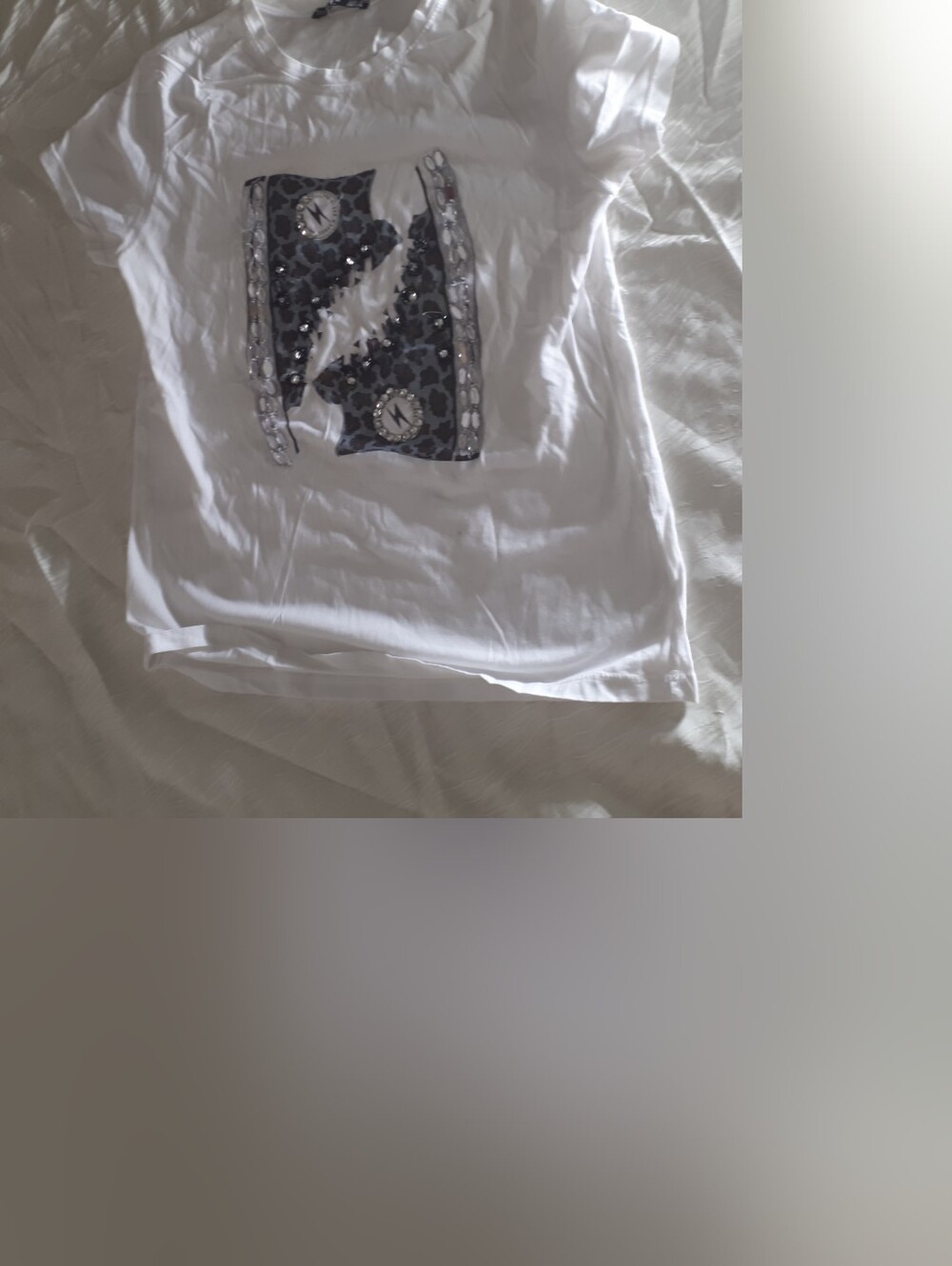 Mint White Kids Graphic T-Shirt with Black and Silver Accent